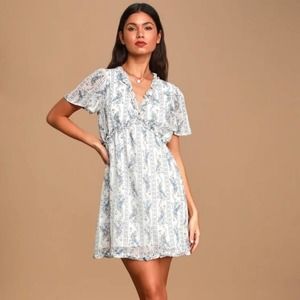 Lulu’s Sing Me a Song White Floral Mini Dress